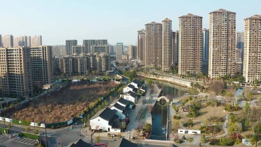 杭州市余杭区闲林埠街道街景高低空航拍