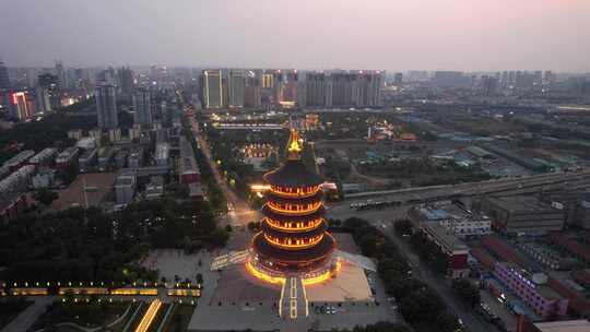 河南洛阳隋唐洛阳城夜景航拍