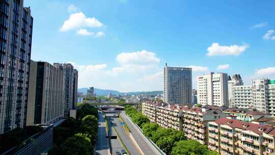 杭州定安路遥望西湖景区风景视频素材