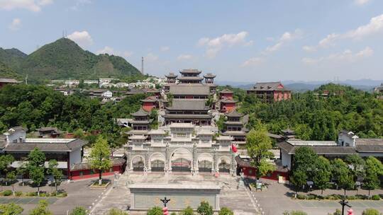 航拍 贵州 贵阳 大兴 国寺视频素材模板下载