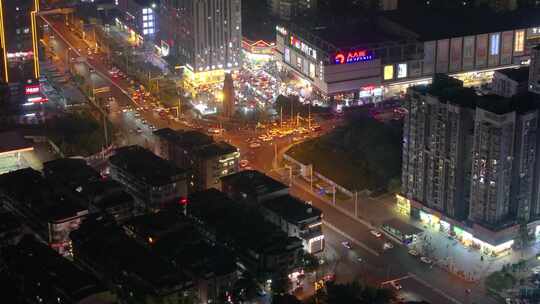 长沙夜景夜晚立交桥车流交通航拍车辆岳麓区