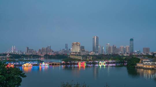 惠州西湖花灯日转夜视频素材模板下载