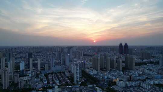 航拍安徽宿州城市建设宿州日落