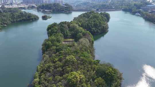 四川达州莲花湖湿地公园航拍