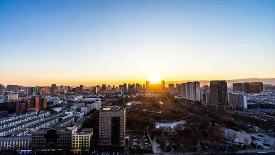 呼和浩特的城市天际线延时