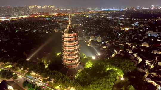 苏州北寺塔夜景 苏州地标