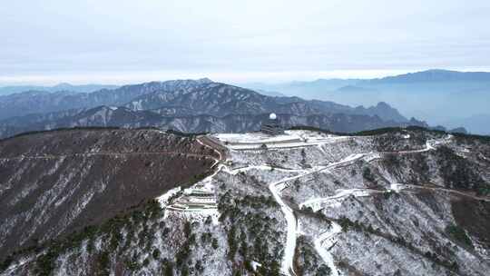 杭州临安大明山牵牛岗气象雷达站冬天航拍