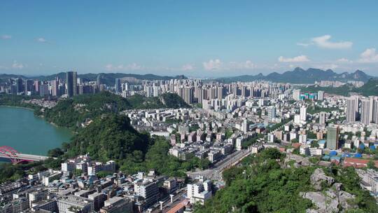 航拍广西柳州城市景观全景 4k