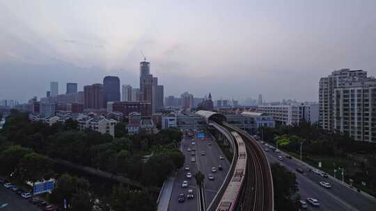 天津海河复兴门城市地铁轨道交通都市风景