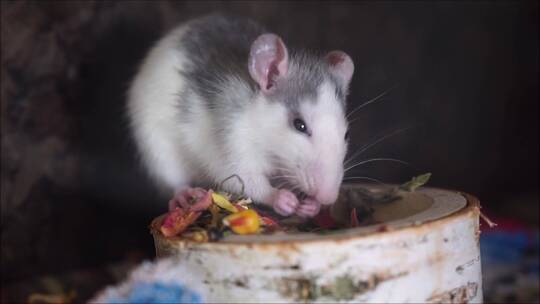 小老鼠进食偷吃东西