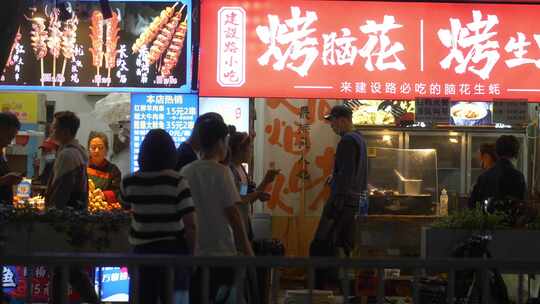 成都建设路小吃街素材36个片段