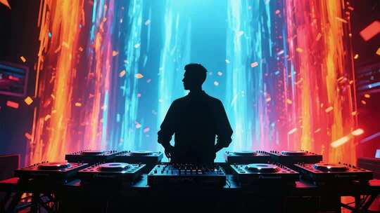 DJ操作台灯光效果动感背景