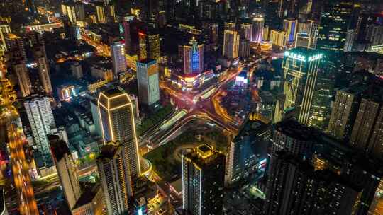 长沙_湘江边建筑群_城市夜景航拍003