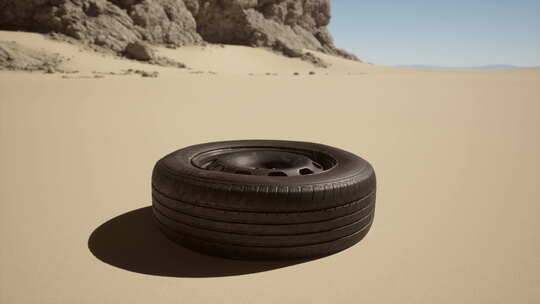 坐在沙滩上的轮胎