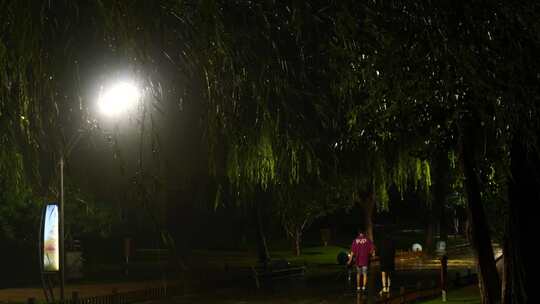 夜晚下雨都市