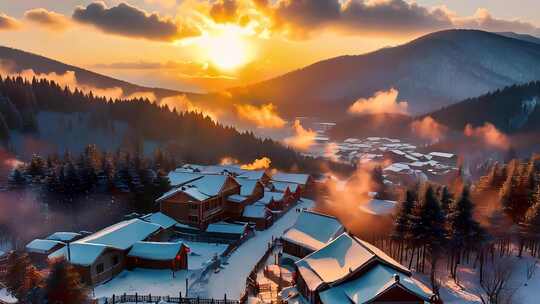 「有版权」航拍中国雪乡4K