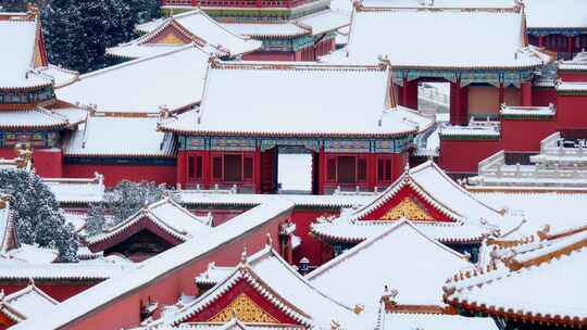 北京故宫紫禁城雪景视频素材模板下载
