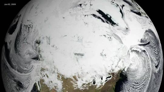 美国宇航局动画中的地球在太空旋转，重点是全球变暖
