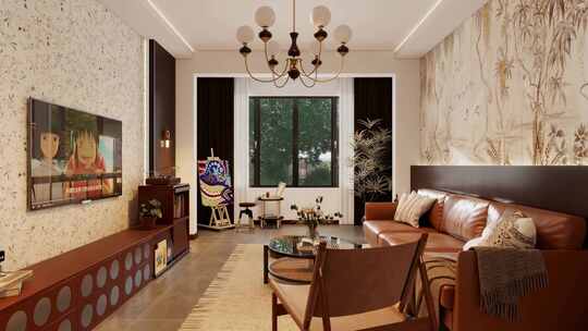 三维客厅 室内装修 室内漫游动画镜头