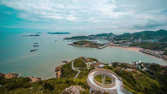 8k延时浙江温岭对戒观景台素材