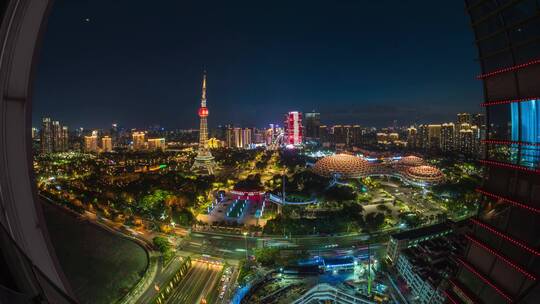 佛山禅城文华公园夜晚延时