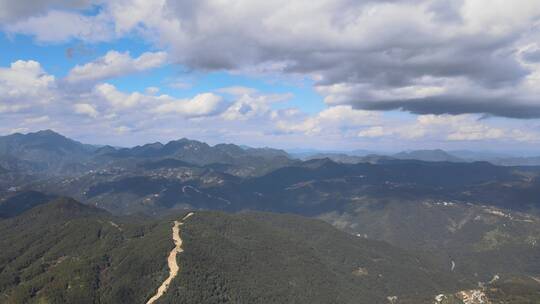 美丽乡村高山峰风景白云天空振兴唯美航拍