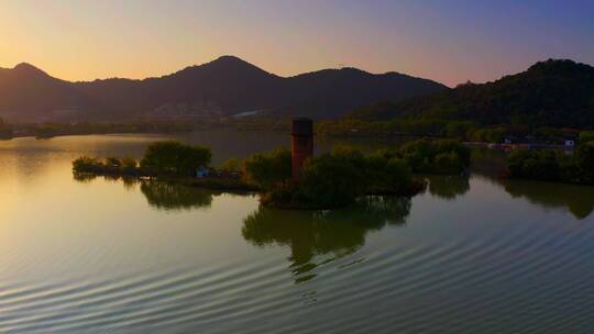 浙江杭州萧山湘湖夕阳