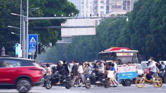 广州街道斑马线行人车水马龙4k视频素材