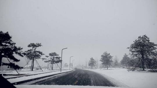 车内视角—下雪天开车不同道路