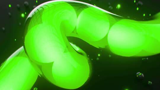 发光的绿色球体漂浮在玻璃管中。未来派科幻视频素材模板下载