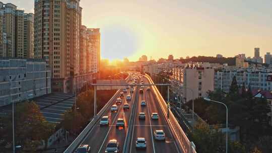 青岛【东西快速路】【胶宁高架】夕阳视频