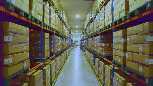 物流仓库 货物货架 仓储 运输叉车