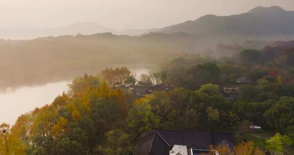 杭州西湖秋色茅家埠景区秋色风光