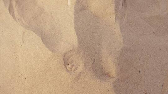 海边沙子里慢慢露出一双小孩可爱的脚