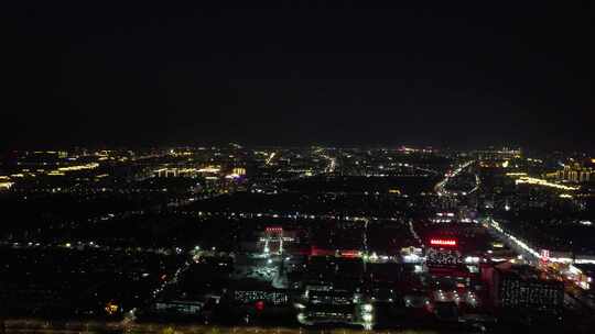 河南商丘城市大景夜景灯光航拍