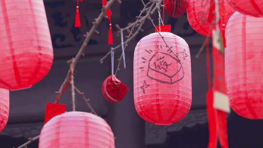 杭州西湖钱王祠新年祈福红灯笼