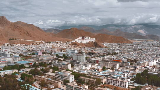 西藏日喀则市桑珠孜区城市空镜实拍
