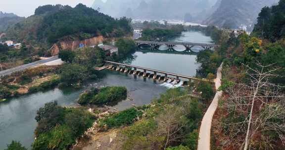 广西河池巴马盘阳河风景区航拍0809