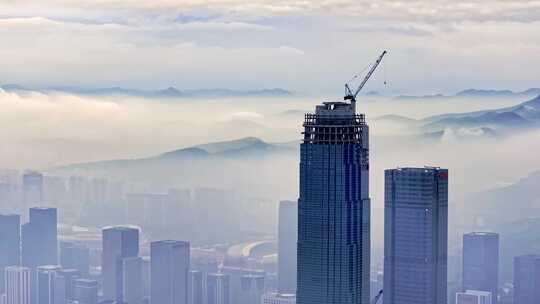 城市台风雨天济南