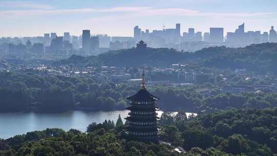 杭州日出 雷锋塔 杭州航拍 西湖