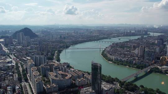 航拍广西柳州城市景观全景 4k