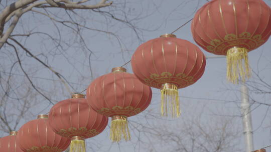 北京胡同过年街景气氛 春节街景氛围