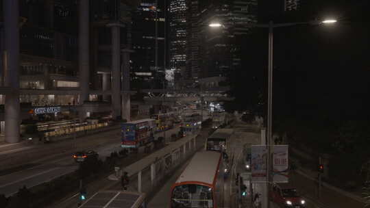 香港中环马路街景夜景