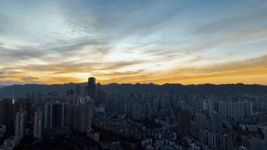 4K大气城市航拍日出日落夜景