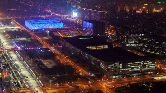 夜间北京的延时景色