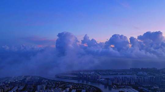 夏天 晚霞 云层 黄昏 日落 天空 海南 空镜