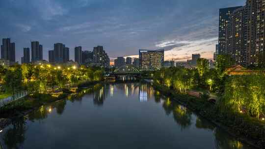 杭州滨江区城市日落延时