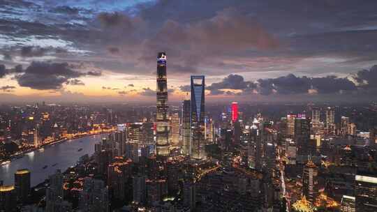 上海夜景 陆家嘴夜景 金融城 城市晚霞