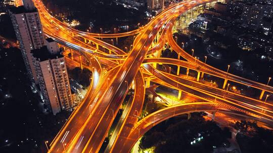 延安高架夜景延时摄影视频素材模板下载