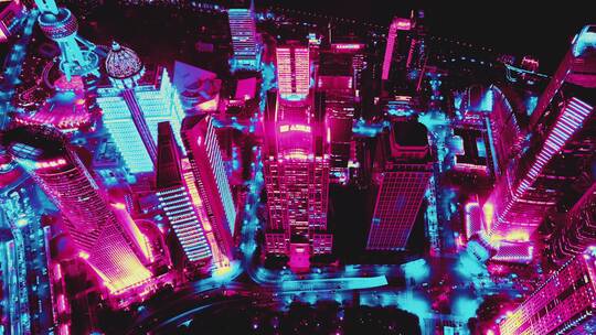 上海银行赛博夜景